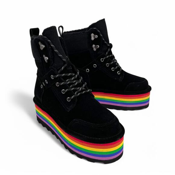 Bearpaw Retro Alicia Boots Black with Rainbow Platform Women's 8 M - Picture 2 of 15